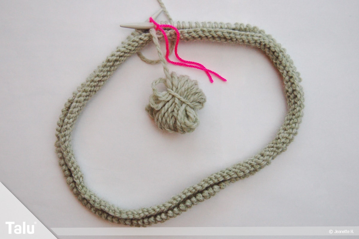Snood selbst stricken, Anleitung Schlauchschal, Rollrand aus rechten Maschen