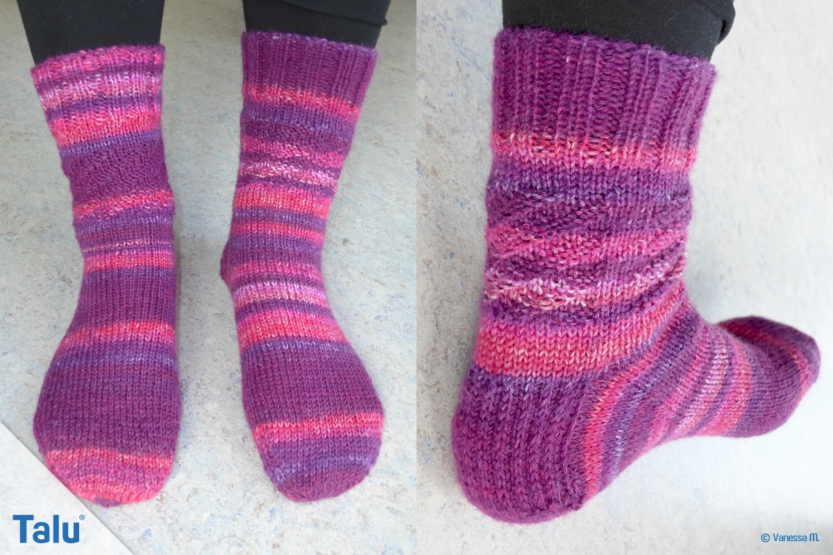 Socken stricken mit Rundstricknadel, kostenlose DIY-Anleitung