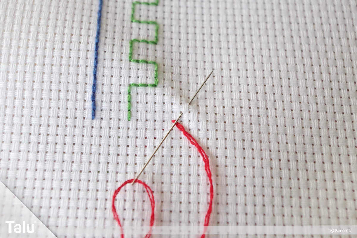 Steppstich/Rückstich, DIY-Anleitung, Steppstich beim Sticken, Diagonale mit Steppstich nähen