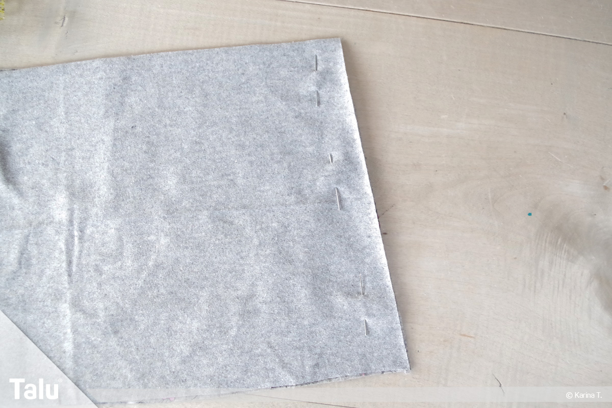 Steppstich/Rückstich, DIY-Anleitung, Kanten mit Nadeln feststecken