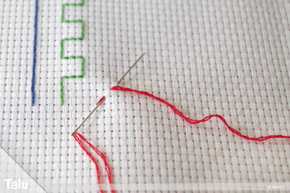 Steppstich/Rückstich, DIY-Anleitung, Steppstich beim Sticken, Diagonale sticken