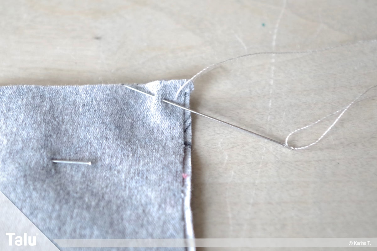 Steppstich/Rückstich, DIY-Anleitung, einen Stich mit der Nadel machen