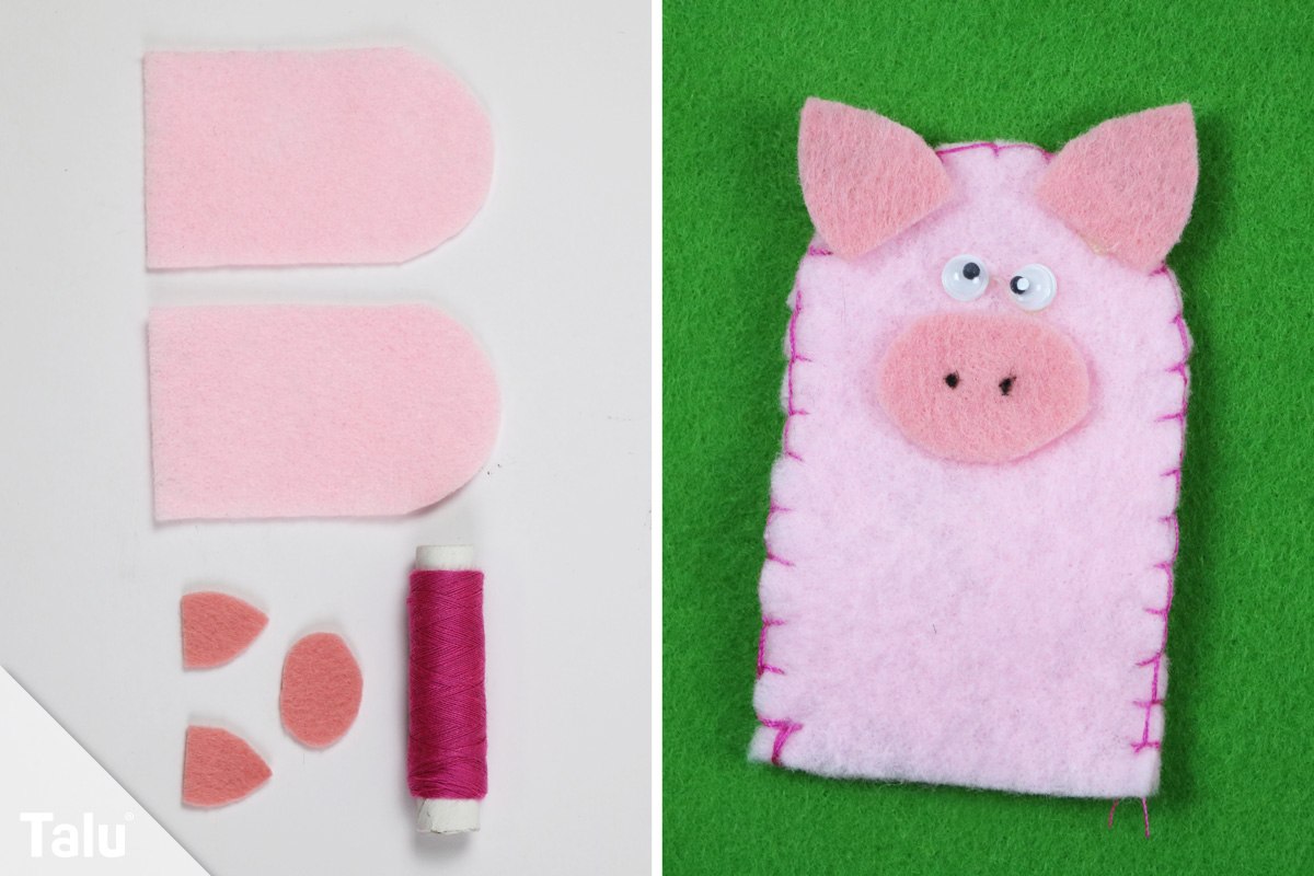 FIlz-Schwein als Puppe