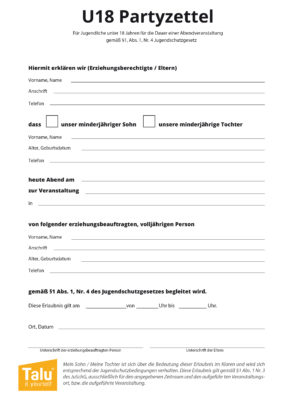 U18 Partyzettel