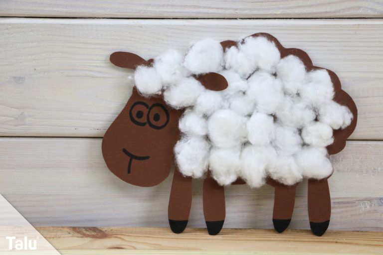 Schaf aus Wolle und Watte basteln | Basteln mit Kindern - Talu.de
