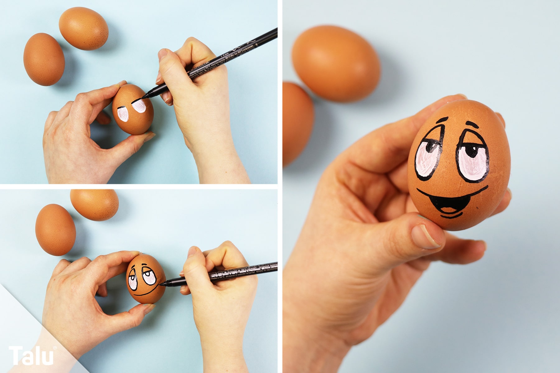 Gesichter auf Eier malen