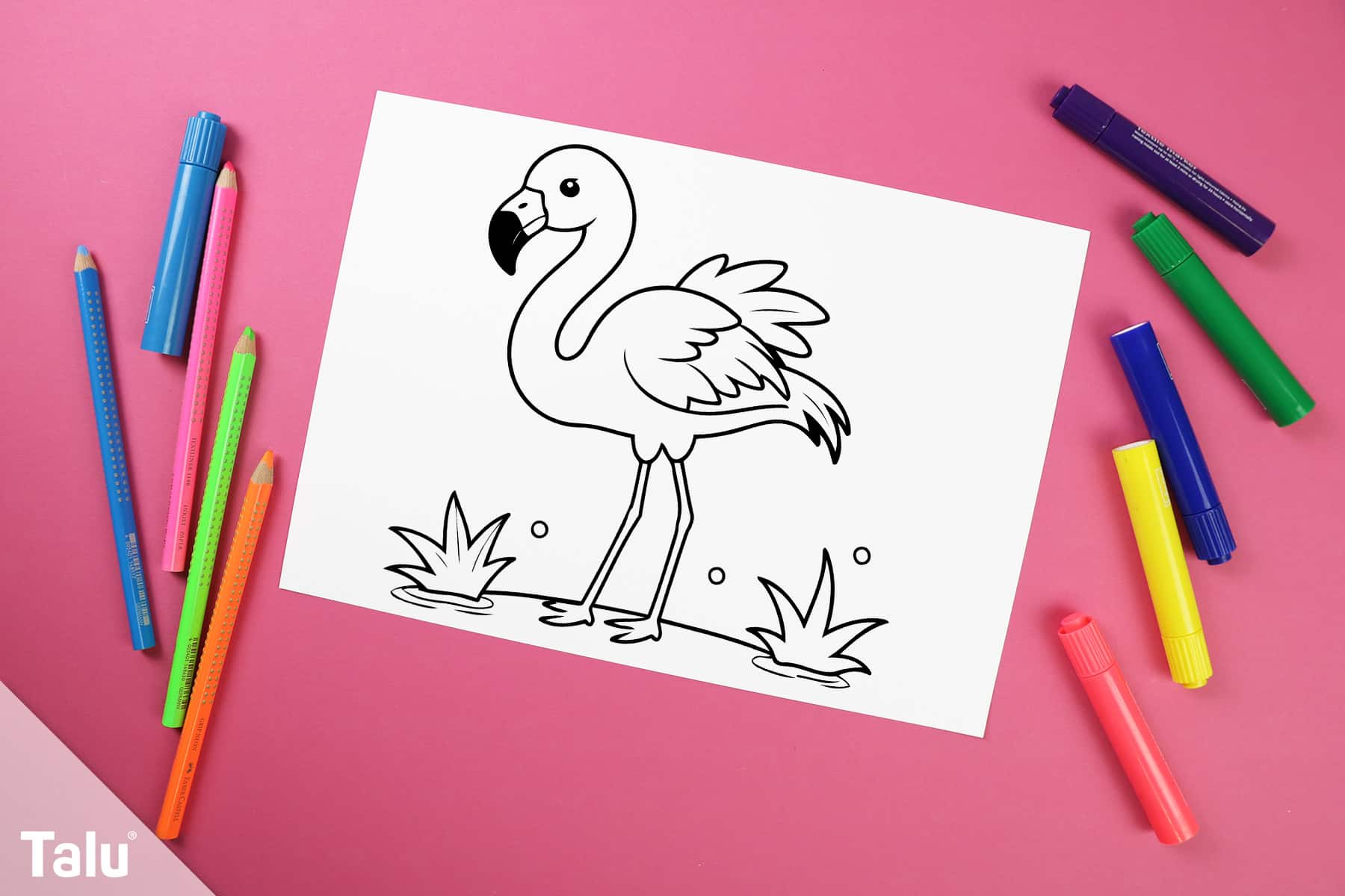 Ausmalbild von Flamingo