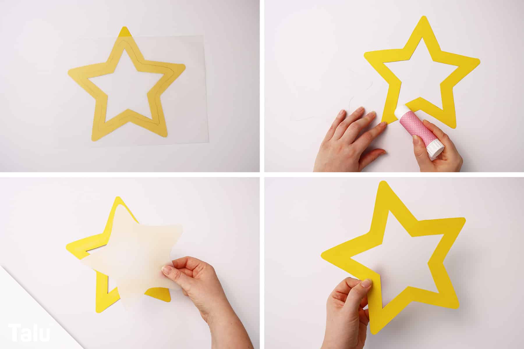 Transparentpapier aufkleben