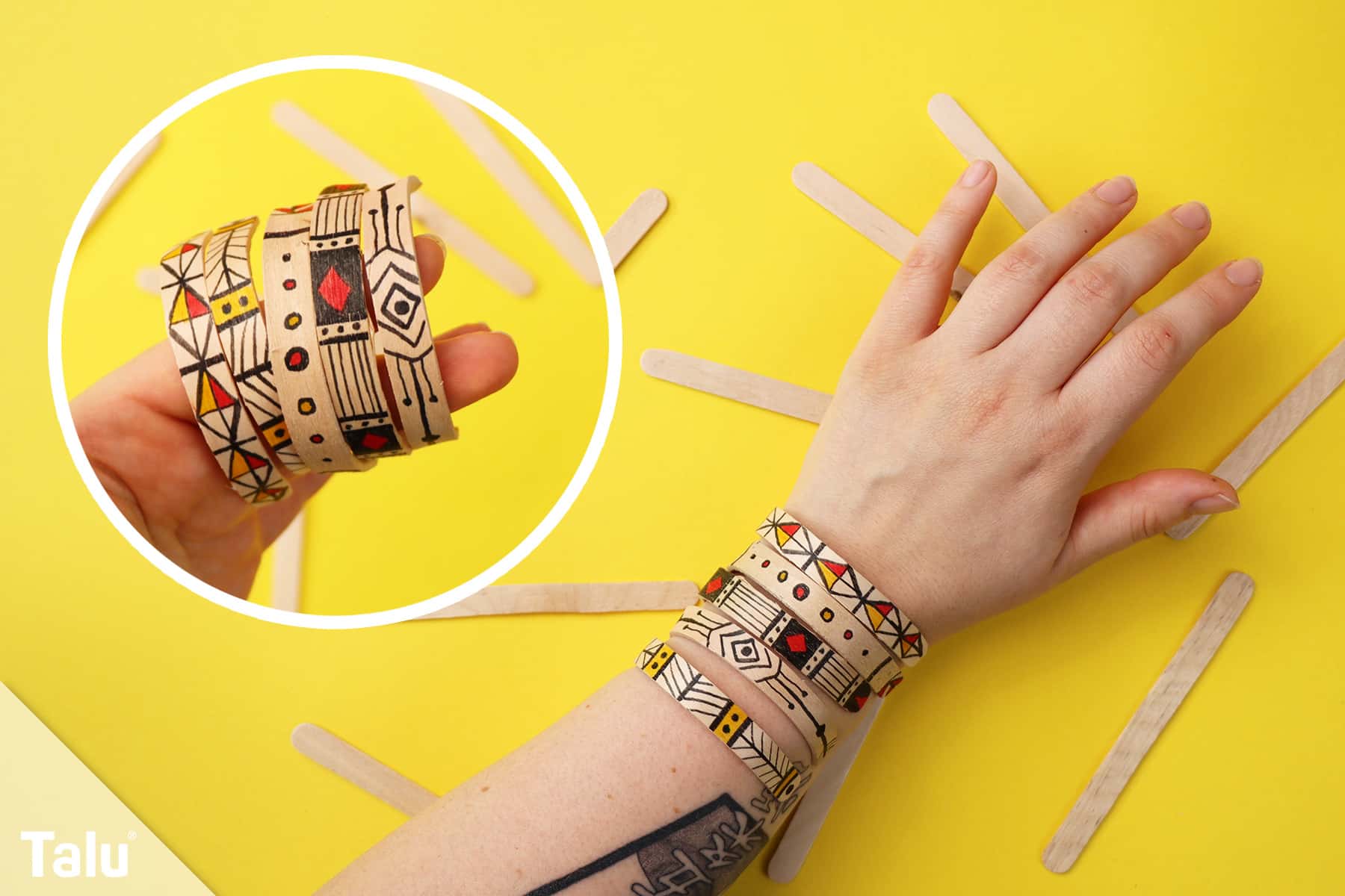 Armband basteln mit Eisstielen