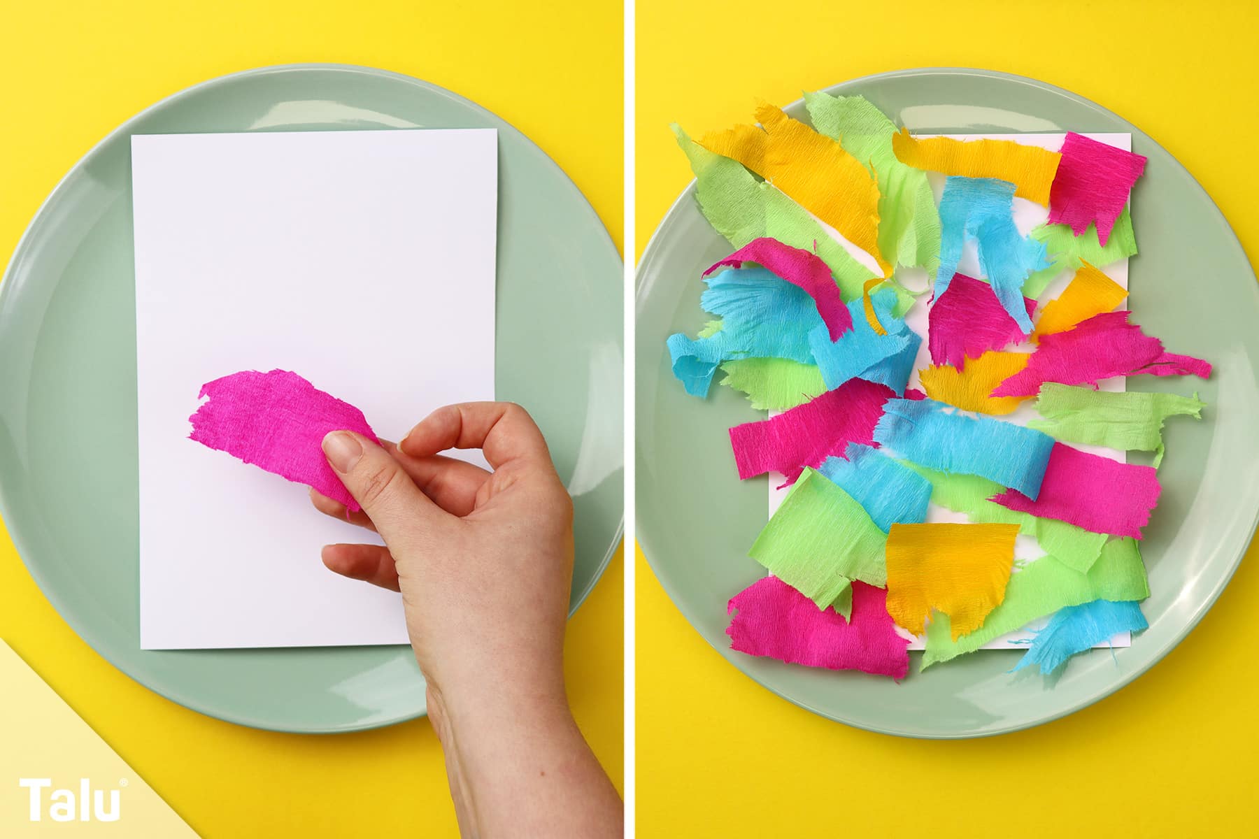 Sprühbilder mit Krepppapier