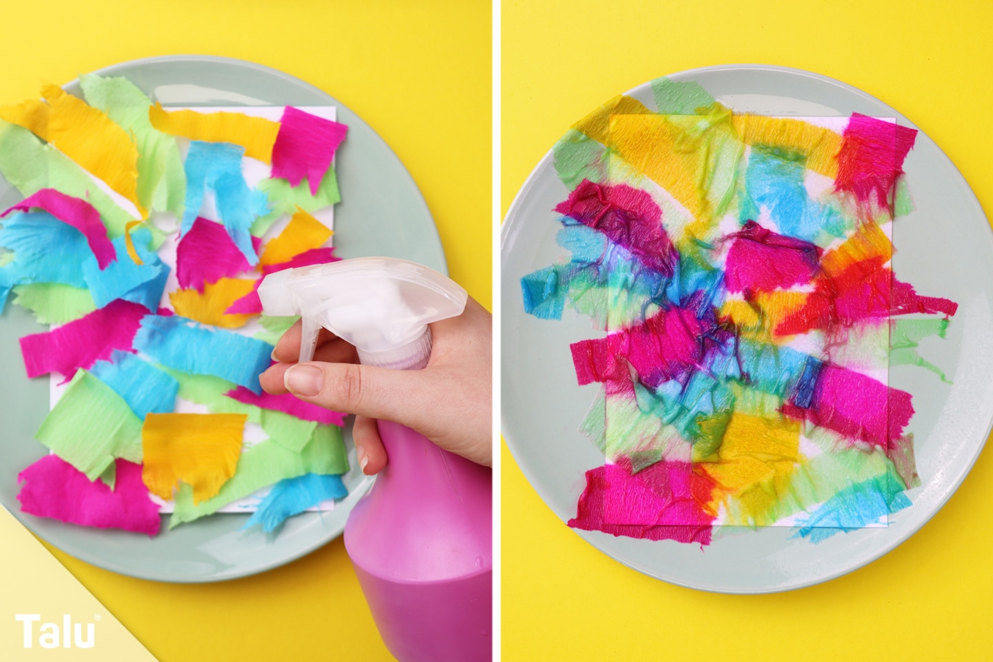 Sprühbilder mit Krepppapier Anleitung und Ideen Talu.de