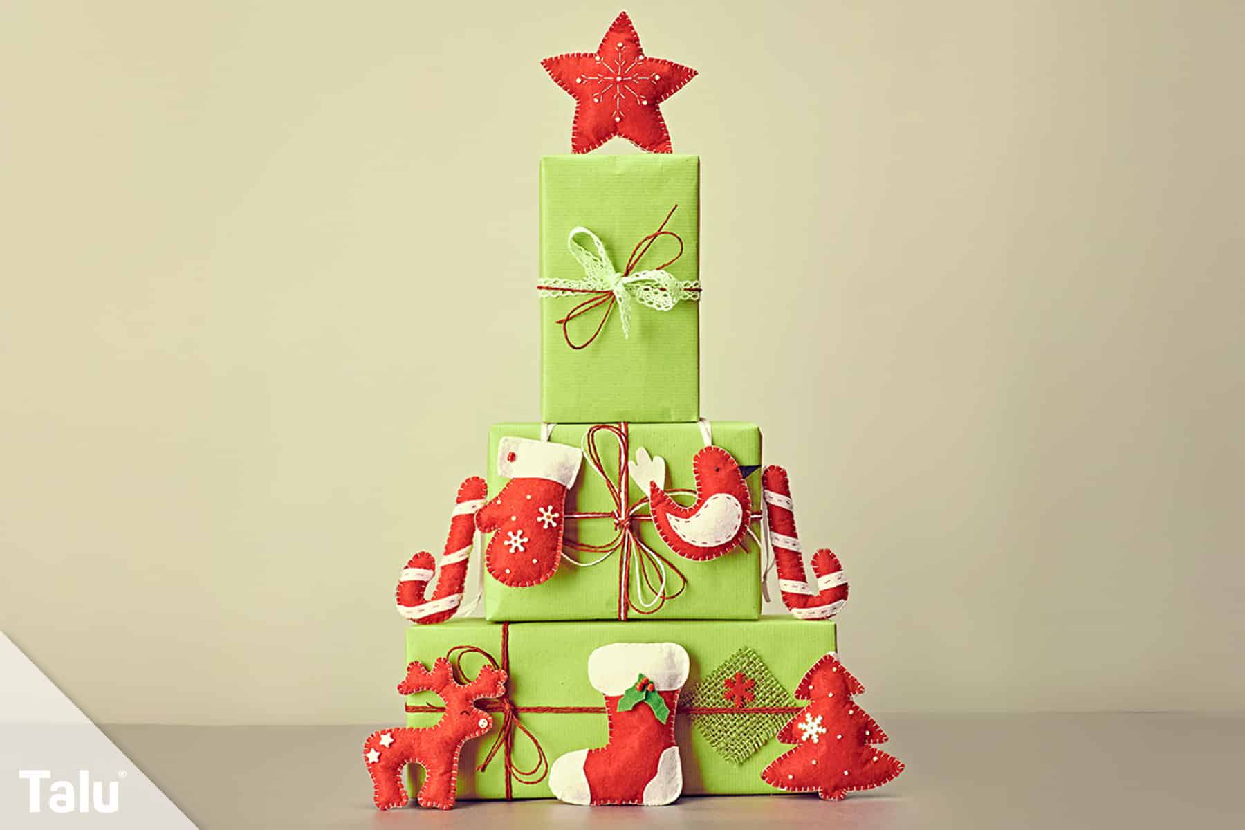 Geschenke stapeln als Figuren